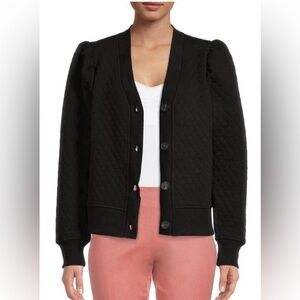 Time and Tru Black Quilted Cardigan Jacket